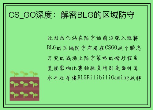 CS_GO深度：解密BLG的区域防守